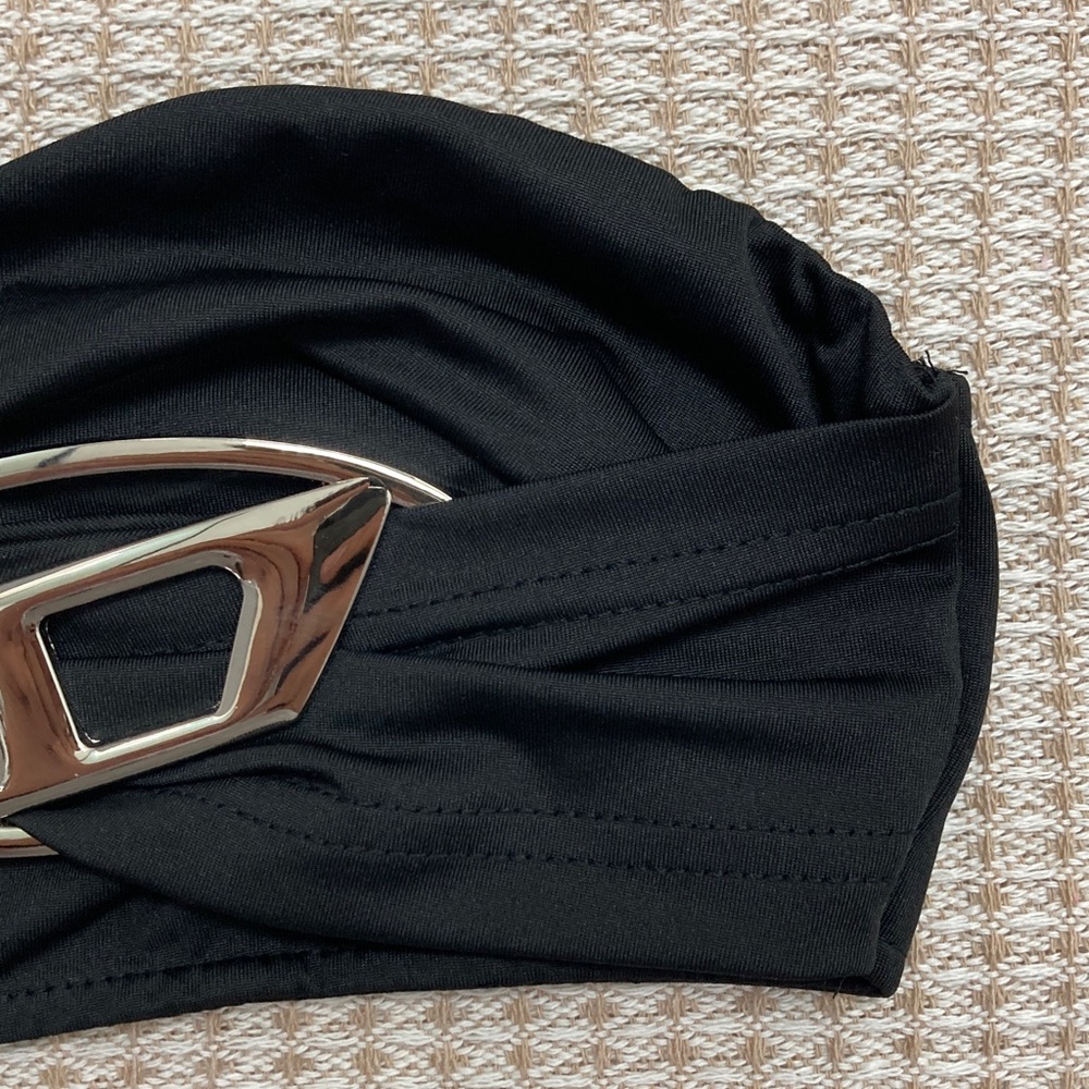 Diesel Black Cropped Bandeau Camisole with Silver Accents - Picture 4 of 8